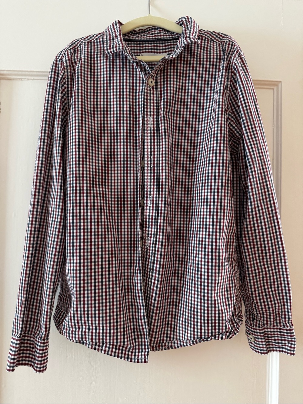 Mango Boys Red, Navy & White Gingham Button-Down Shirt